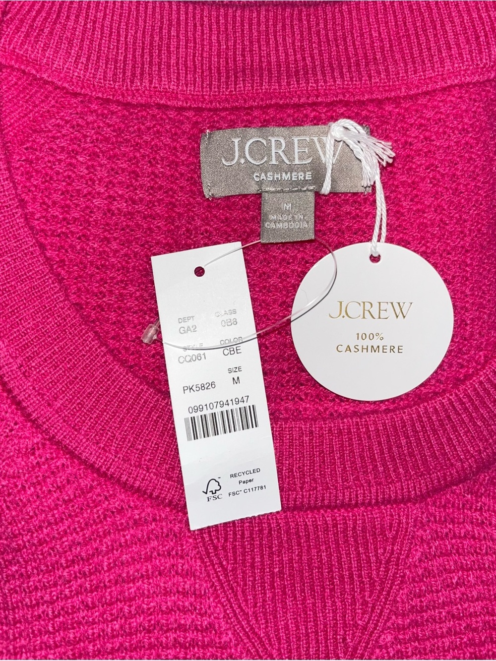 NWT J CREW Cashmere Waffle Stitch Crewneck Sweatshirt M - Picture 3 of 5